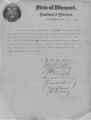 State of Missouri Certification letter to Mr. H. J. Wallau for his contract work of building the New Lincoln Institute school building