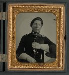 [Unidentified soldier in uniform and gauntlets, probably Union uniform]