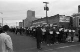 Student marchers on Lauderdale Street protesting efforts to prevent voter registration in Selma, Alabama.