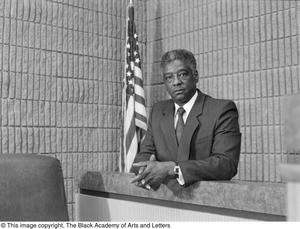 Donald A. Stafford posing for portrait in courtroom #3