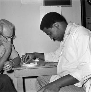 Two men playing a game