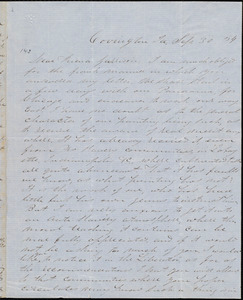 Letter from J. Lamborn, Covington, Iowa, to William Lloyd Garrison, Sep[tember] 30. [18]54