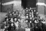 Boys and girls on steps