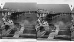 A Water stairway lined with dancing fountains - from Festival Hall. St. Louis, Missouri. The World's Fair