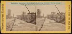 Meeting St., Charleston, S.C., looking South, showing the ruins of Circular church and the Mills House, St. Michael's church in the distance