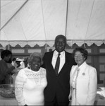 Nate Holden posing with Ruth Washington and Libby Clark, Los Angeles, 1986