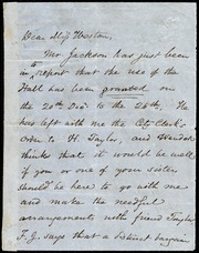 Letter to] Dear Miss Weston [manuscript