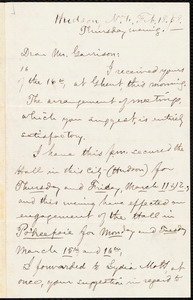 Thumbnail for Letter from Aaron Macy Powell, Hudson, N.Y., to William Lloyd Garrison, Feb[ruary] 18. [18]58