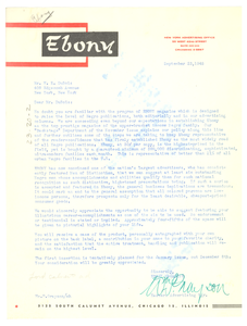 Letter from Ebony Magazine to W. E. B. Du Bois