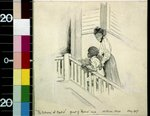 [Woman and black boy walking up stairs]