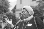 Woman Addresses Protesters, Los Angeles, 1986