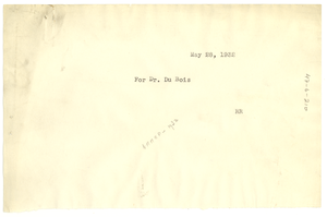 Memorandum from N.A.A.C.P. to W. E. B. Du Bois