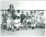 Caribel Washington, school teacher with kindergarten class, circa 1939