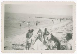 Digital image of Taylor family members at the beach on Martha's Vineyard