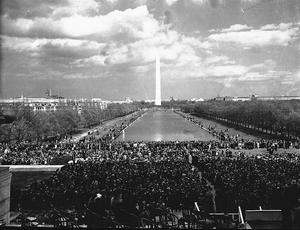 Marian Anderson and crowd at Lincoln Memorial, from steps looking at Washington Monument : acetate film photonegative