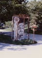 Image of signs, protests and displays put together by the SAA group on the University of Utah campus during political activity of the worldwide community to put an end to segregation in South Africa.