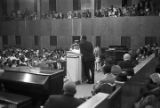 Martin Luther King, Jr., speaking to an audience in a large, modern church building, probably in Birmingham, Alabama.