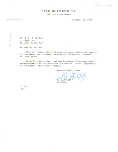 Letter from Fisk University to W. E. B. Du Bois