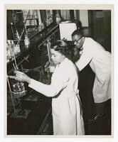 Unidentified Man and Woman in Chemistry Lab Science Classroom, circa 1955