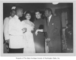 Freddie and Edith Bowmar with wedding attendants, Seattle, ca. 1955