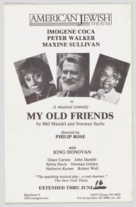 Flier advertising "My Old Friends" at the American Jewish Theatre