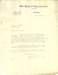 Letter from Harry E. Davis to W. E. B. Du Bois