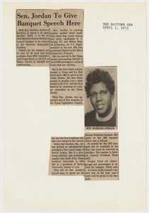 Barbara Jordan Scrapbook, April 2 - May 18, 1972