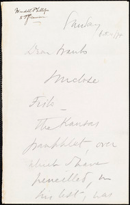 Letter from Wendell Phillips, to Francis Jackson Garrison, Oct[ober] 4 / [18]74