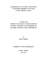 An examination of the citizens' participation in development management in the region of Segou (Republic of Mali), 1989