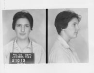 Mississippi State Sovereignty Commission photograph of Elizabeth S. Adler following her arrest for her participation in the Freedom Rides, Jackson, Mississippi, 1961 June 16