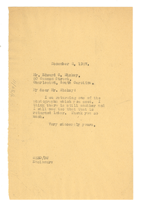 Letter from W. E. B. Du Bois to Edward C. Mickey