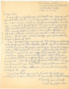 Letter from William H. Houston to W. E. B. Du Bois