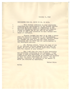 Memorandum from Walter White to W. E. B. Du Bois