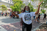 Dancers and marchers visit the 2020 Juneteenth Celebration on Black Lives Matter Plaza in front of the White House