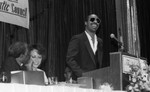 Stevie Wonder at Podium, Los Angeles, 1985