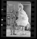 Sesame Street's Big Bird with Flip Wilson filming episode of "The Flip Wilson Show," 1970