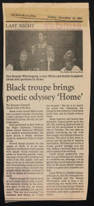 Clipping: Black troupe brings poetic odyssey 'Home'