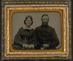 [Unidentified soldier in Union uniform with his wife]