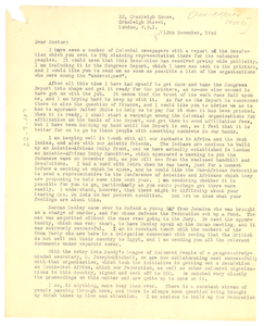 Letter from Pan-African Federation to W. E. B. Du Bois