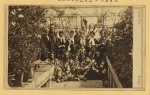 [Indian delegation in the White House Conservatory during the Civil War, with J.G. Nicolay, President Abraham Lincoln's secretary, standing in center back row and interpreter John Simpson Smith at back left]