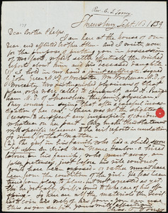 Letter from Charles Turner, Shrewsbury, [Massachusetts], to Amos Augustus Philips, 1839 Sept[ember] 10