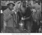 Maritime strikers drinking coffee, Seattle, October 30, 1946