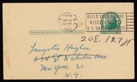 Postcard : 1950 January 29, to Langston Hughes