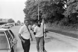 Sergeant Clifford Vasser and Lieutenant Doug Acker escorting Anthony Ray Hinton to the city jail in Bessemer, Alabama.