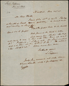 Thumbnail for Letter from Lewis Tappan, New York, to Amos Augustus Phelps, 1843 December 21