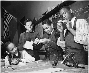 "Making model airplanes for U.S. Navy at the Armstrong Technical High School. Washington, DC."