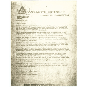 Letter from Winifred Eastwood, Head of the Extension Division of Home Economics, about seminar Study of the negro in America