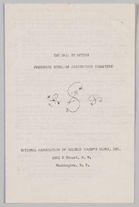 National Association of Colored Women's Clubs, Inc., The Call to Action, Frederick Douglass Restoration Committee flyer