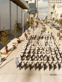 Johnson C. Smith University marching band in Homecoming parade