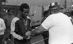 Friends feeding friends, Los Angeles, 1986